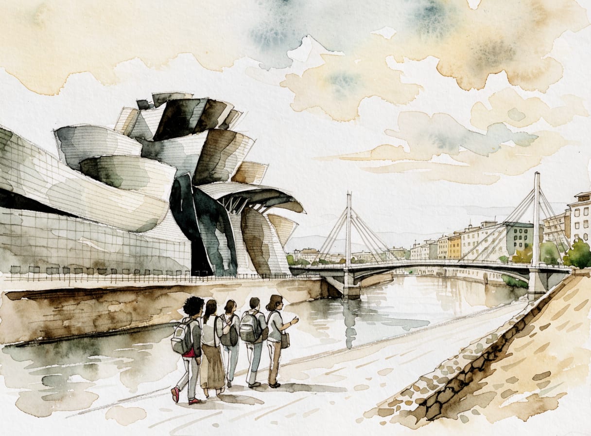 Paseo guiado junto al Museo Guggenheim y el puente Zubizuri de Bilbao